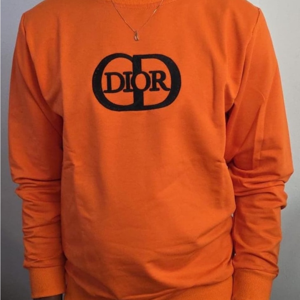 Dior Men's Bold Orange Crewneck Sweater for Men size large